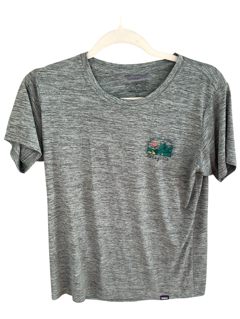 Patagonia Capilene Cool Daily Graphic T Shirt Women's M Gray Mountain Outdoor
